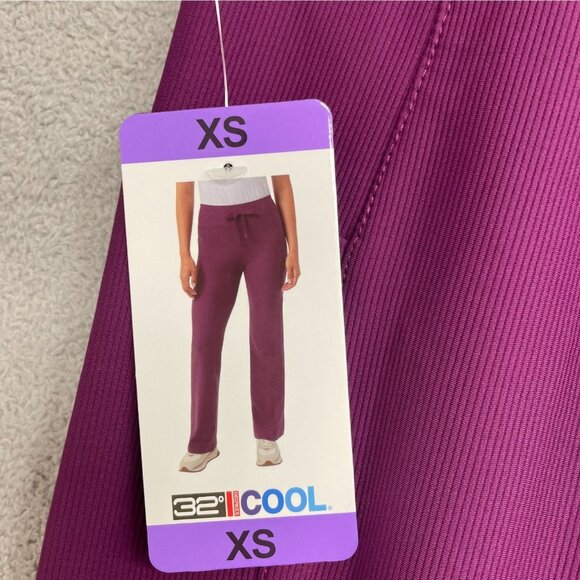 NEW 32 Degrees Cool Women's XS Active Flare Rib Pants Purple High Waist - Picture 8 of 11